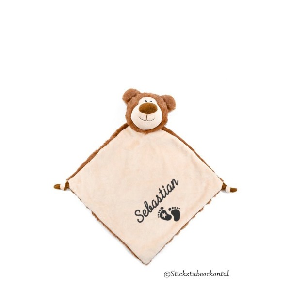 Schnuffeltuch Bär mit Schreibschrift